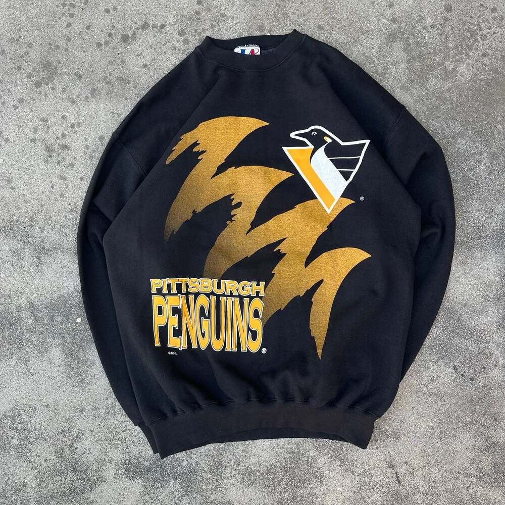 Vintage 90s Logo Athletic Pittsburgh Penguins Sharktooth Sweatshirt Size Large